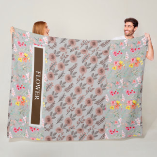 Elegant Flower Watercolor Customise  Fleece Blanket