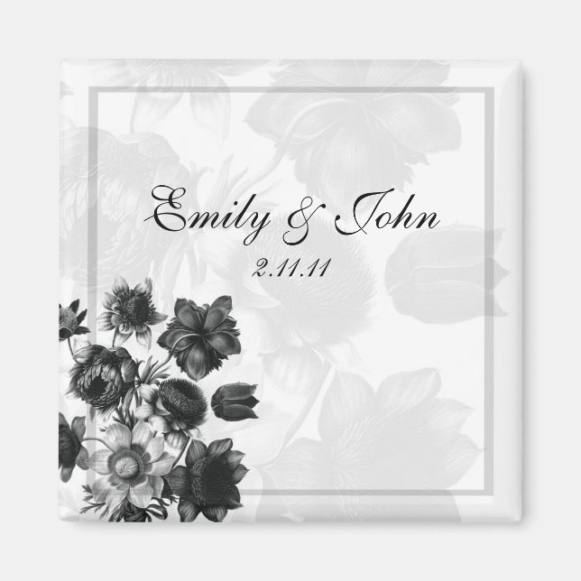 Elegant Flower Wedding Favour Magnets (Front)