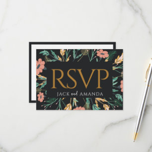 Elegant Flower Wedding Invitation RSVP Cards