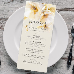 Elegant Flower White Gold Wedding Sand Menu