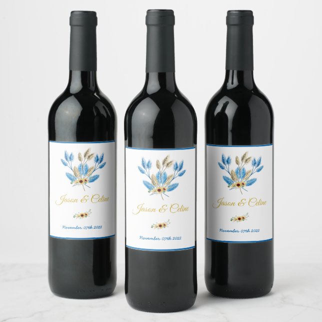 Elegant Flower Wine & Sparkling Wine Label  (Bottles)