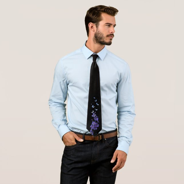 Elegant flowers and butterflies  tie (In Situ)