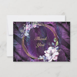 Elegant Flowers and Feathers Thank You Card