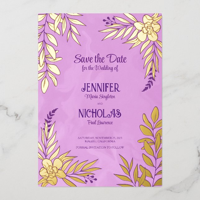 Elegant Flowers And Leaves Ornaments for Wedding F (Front)