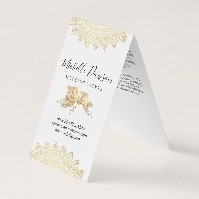 Elegant Flowers and Pattern Business Card (Front)
