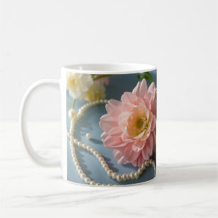 Elegant flowers and pearls coffee mug