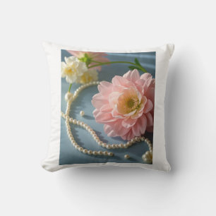 Elegant flowers and pearls cushion
