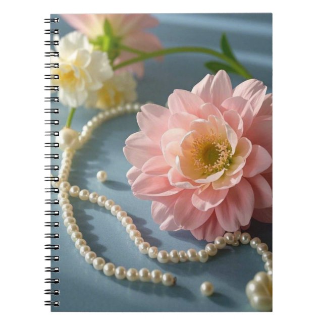 Elegant flowers and pearls  notebook (Front)