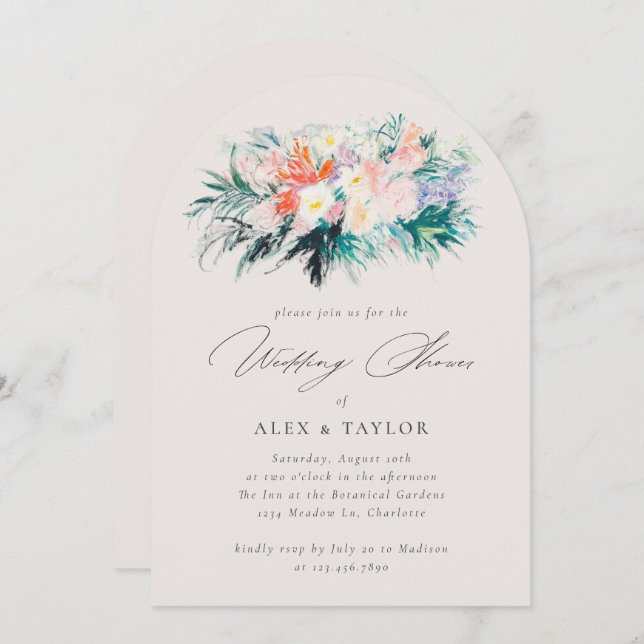Elegant Flowers Bouquet Couple's Wedding Shower Invitation (Front/Back)