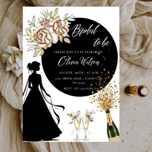 Elegant Flowers & Champagne Bridal Shower Party Invitation