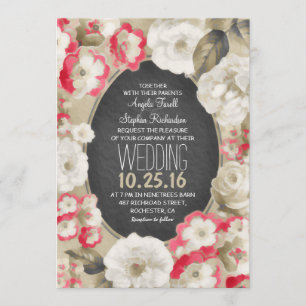 elegant flowers cute vintage wedding invitation