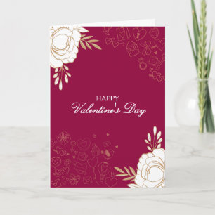 Elegant Flowers & Doodles Valentine's Card
