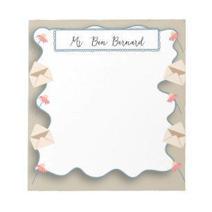 Elegant Flowers & Envelopes with Name Notepad