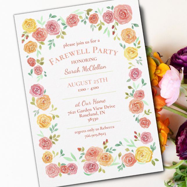 Elegant Flowers Farewell Party Invitation (Creator Uploaded)