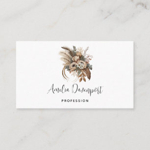 Elegant Flowers Foliage and Feathers Business Card