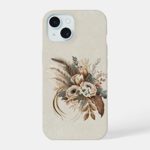Elegant Flowers Foliage and Feathers iPhone 15 Case