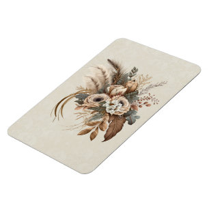 Elegant Flowers Foliage and Feathers Magnet