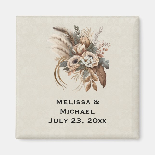 Elegant Flowers Foliage and Feathers Magnet (Front)