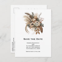 Elegant Flowers Foliage and Feathers Save the Date