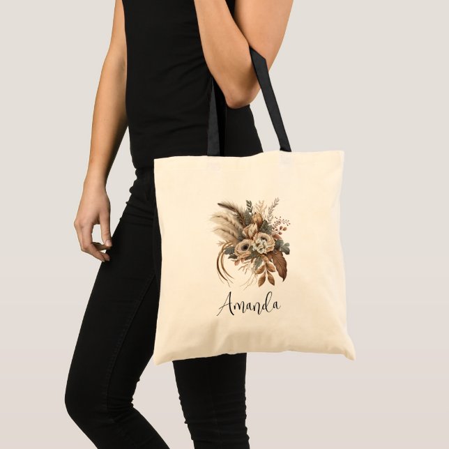 Elegant Flowers Foliage and Feathers Tote Bag (Front (Product))