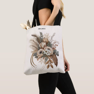 Elegant Flowers Foliage and Feathers Tote Bag