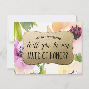 Elegant Flowers Gold   Maid of Honour Invitation