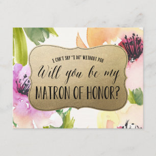 Elegant Flowers Gold Matron of Honour Invitation
