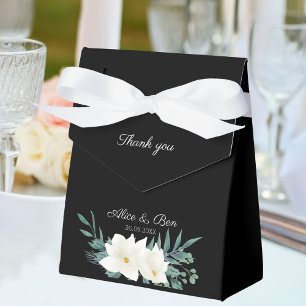 Elegant flowers Green White Black Favour Box