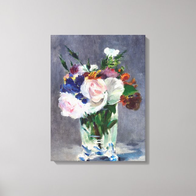 Elegant Flowers in a Crystal Vase Canvas Print (Front)