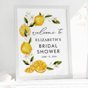 Elegant Flowers Lemon Bridal Shower Poster