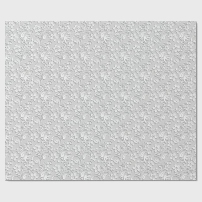 Elegant flowers light grey wrapping paper roll (Flat)