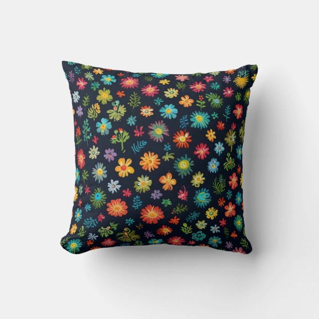 Elegant Flowers Pattern Cushion (Front)