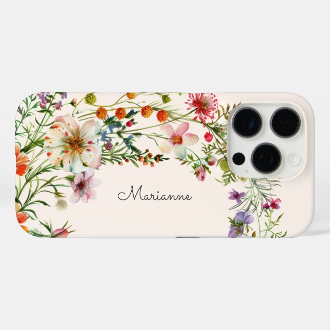 Elegant Flowers Personalised Name Case-Mate iPhone Case (Back (Horizontal))
