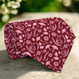 Elegant Flowers Red Pattern Groomsmen Wedding Tie