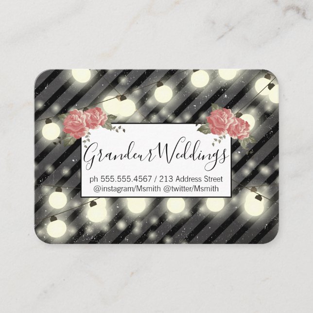 Elegant Flowers / Speckled Chalk / Night Lights Business Card (Front)