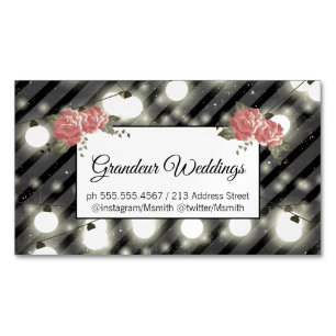 Elegant Flowers / Speckled Chalk / Night Lights Magnetic Business Card