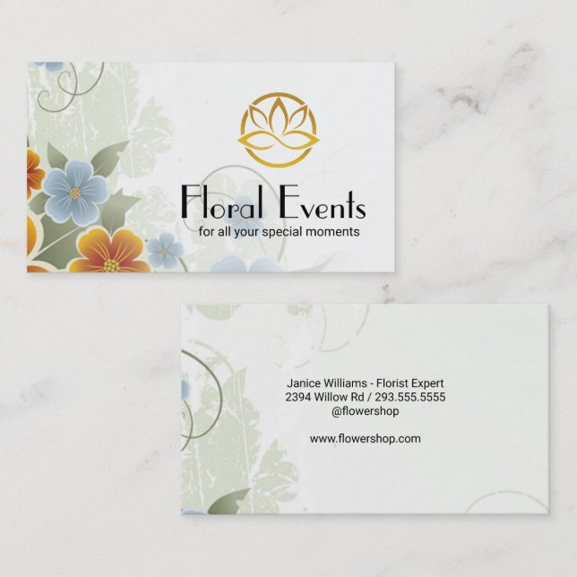 Elegant Flowers | Stylised Flower Logo Business Card (Front/Back)