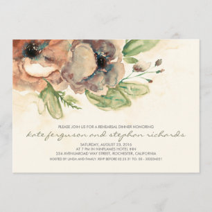 Elegant Flowers Vintage Rehearsal Dinner Invitation