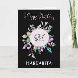 Elegant Flowers Watercolor Birthday Personalize Card