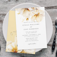 Elegant Flowers White Yellow Gold QR Code Wedding