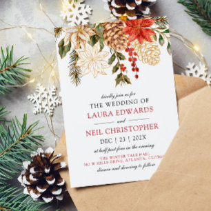 Elegant Flowers Winter Wedding  Invitation