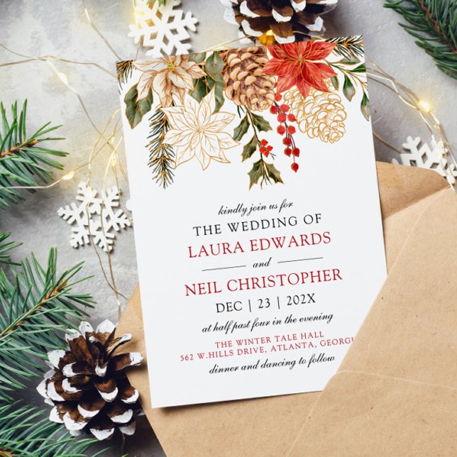 Elegant Flowers Winter Wedding  Invitation (Creator Uploaded)