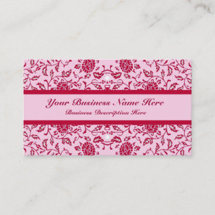Elegant Flowery Pink and Red Damask Business Card