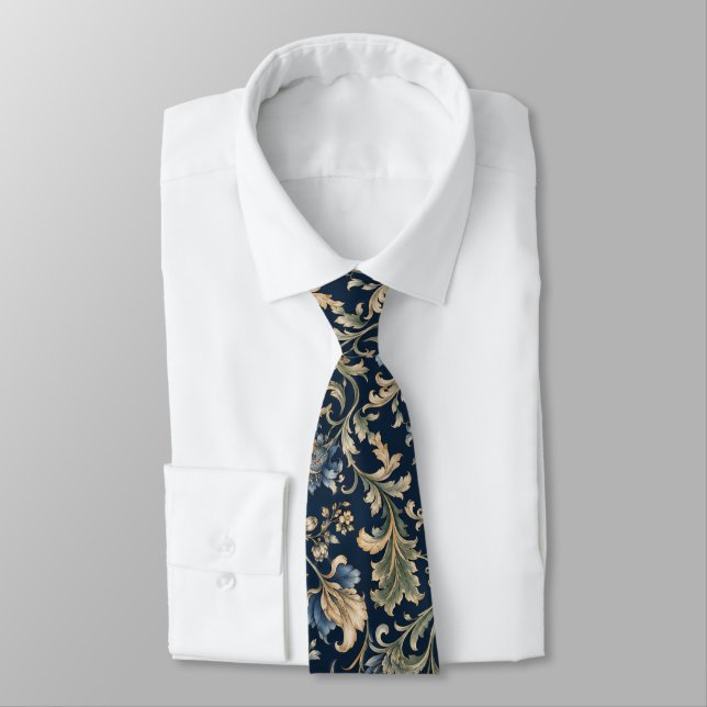 Elegant Flowing Botanical Flourish Tie (Tied)
