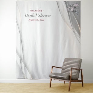 Elegant Flowing Bridal Shower Photo Booth Backdrop Tapestry