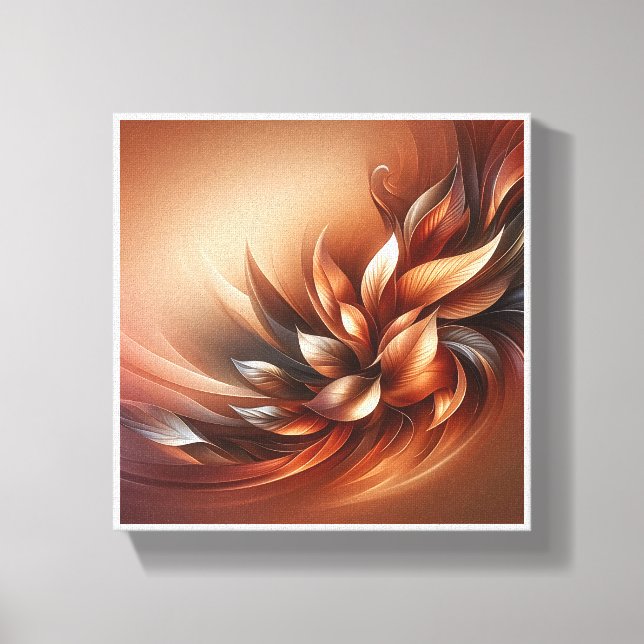 Elegant Fluid Leaf Abstract - Warm Terracotta and  Canvas Print (Front)