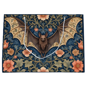 Elegant Flying Bat William Morris Inspired Floral Large Gift Bag