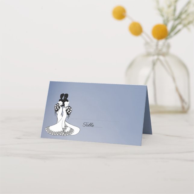 Elegant Fog Lesbian. Wedding Place Cards (Front)
