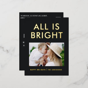 elegant foil 1 photo modern foil holiday postcard