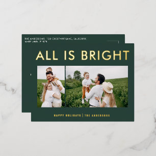 elegant foil 2 photo modern foil holiday postcard